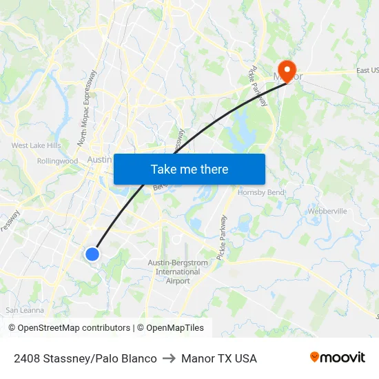 2408 Stassney/Palo Blanco to Manor TX USA map