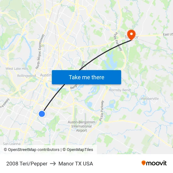 2008 Teri/Pepper to Manor TX USA map