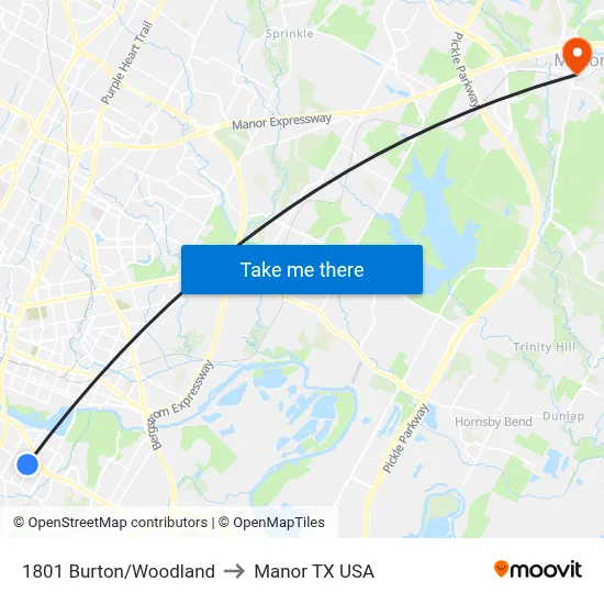 1801 Burton/Woodland to Manor TX USA map