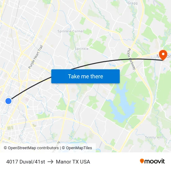 4017 Duval/41st to Manor TX USA map