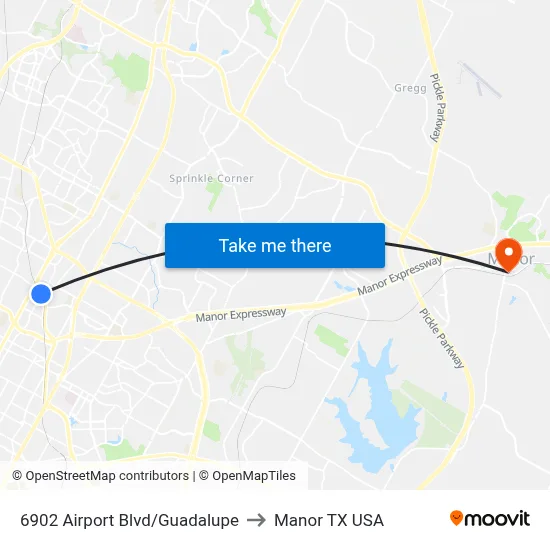 6902 Airport Blvd/Guadalupe to Manor TX USA map