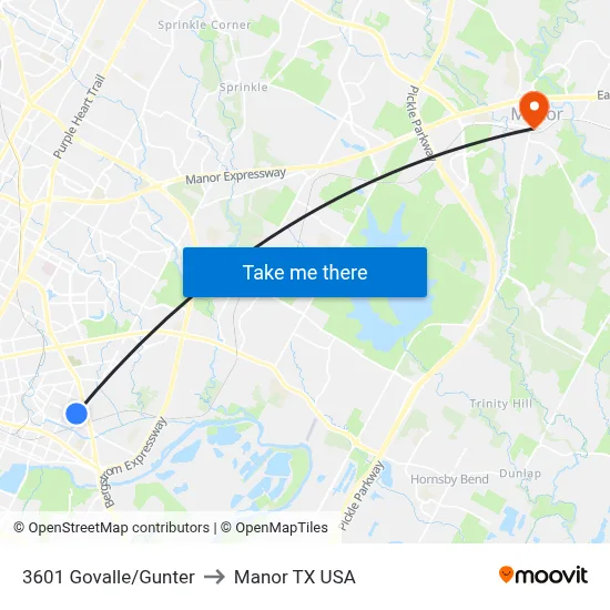 3601 Govalle/Gunter to Manor TX USA map