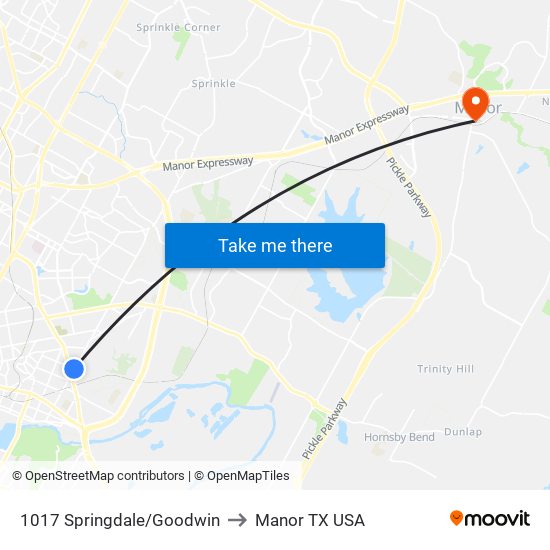 1017 Springdale/Goodwin to Manor TX USA map