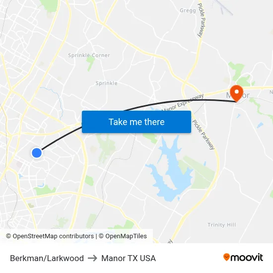 Berkman/Larkwood to Manor TX USA map