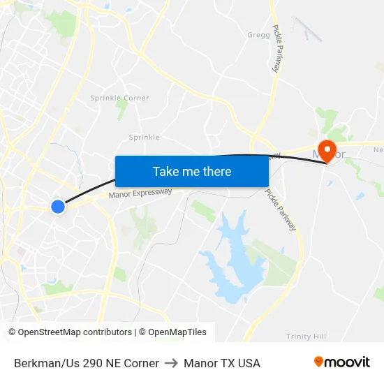 Berkman/Us 290 NE Corner to Manor TX USA map