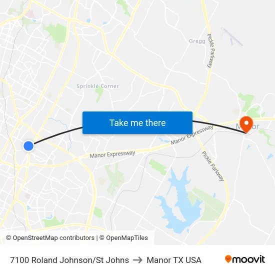 7100 Roland Johnson/St Johns to Manor TX USA map