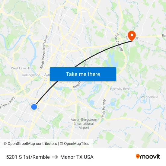 5201 S 1st/Ramble to Manor TX USA map