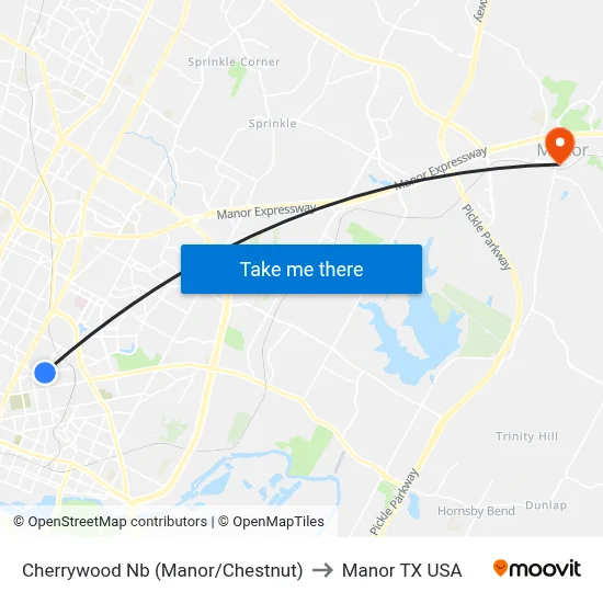 Cherrywood Nb (Manor/Chestnut) to Manor TX USA map