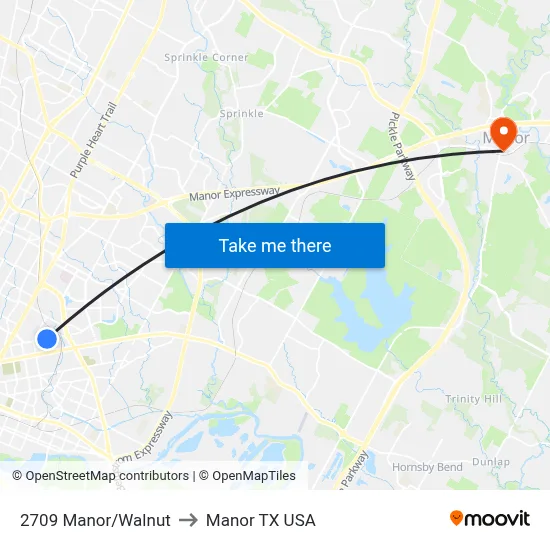 2709 Manor/Walnut to Manor TX USA map
