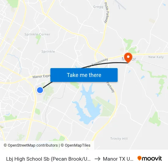 Lbj High School Sb (Pecan Brook/Uray) to Manor TX USA map