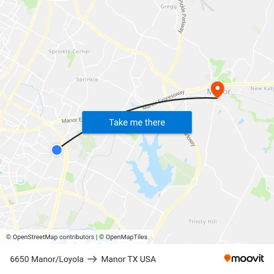 6650 Manor/Loyola to Manor TX USA map