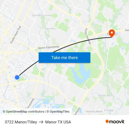 3722 Manor/Tilley to Manor TX USA map