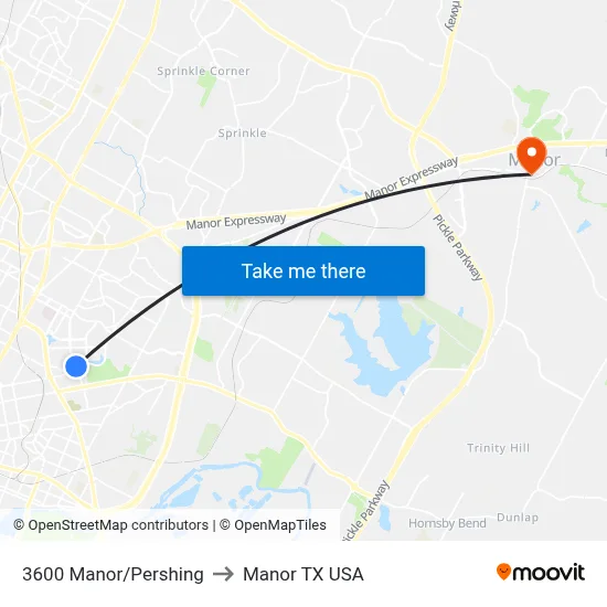 3600 Manor/Pershing to Manor TX USA map