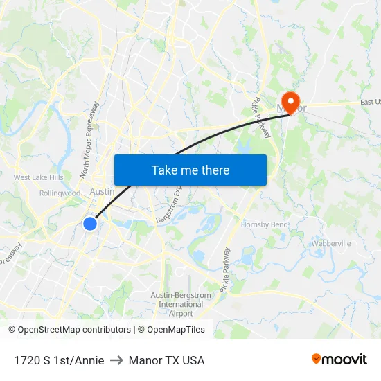 1720 S 1st/Annie to Manor TX USA map