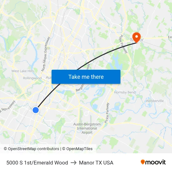 5000 S 1st/Emerald Wood to Manor TX USA map
