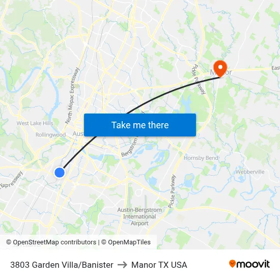 3803 Garden Villa/Banister to Manor TX USA map