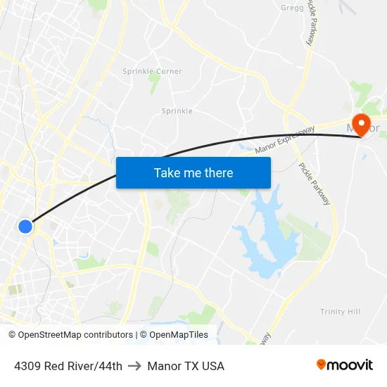 4309 Red River/44th to Manor TX USA map
