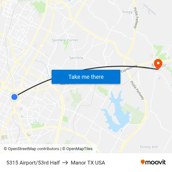5315 Airport/53rd Half to Manor TX USA map