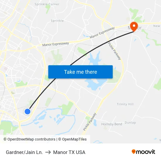 Gardner/Jain Ln. to Manor TX USA map
