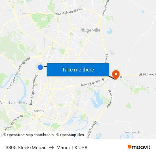 3305 Steck/Mopac to Manor TX USA map