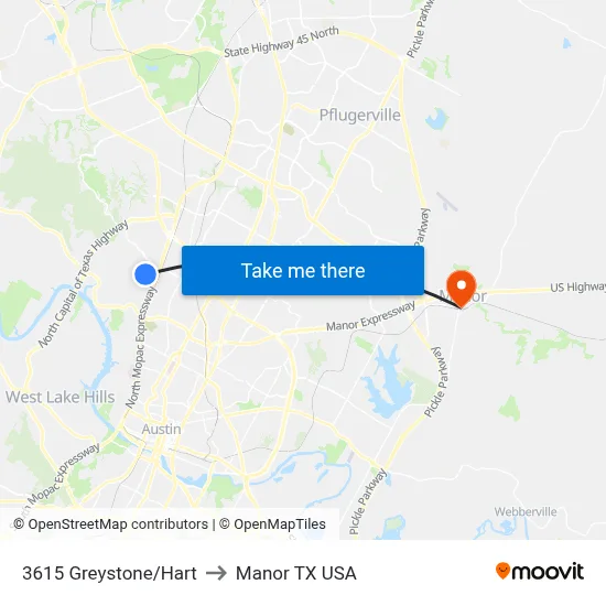 3615 Greystone/Hart to Manor TX USA map