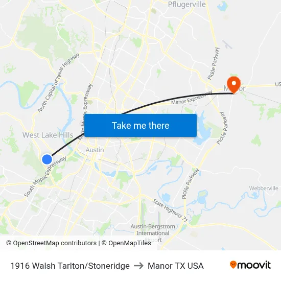 1916 Walsh Tarlton/Stoneridge to Manor TX USA map