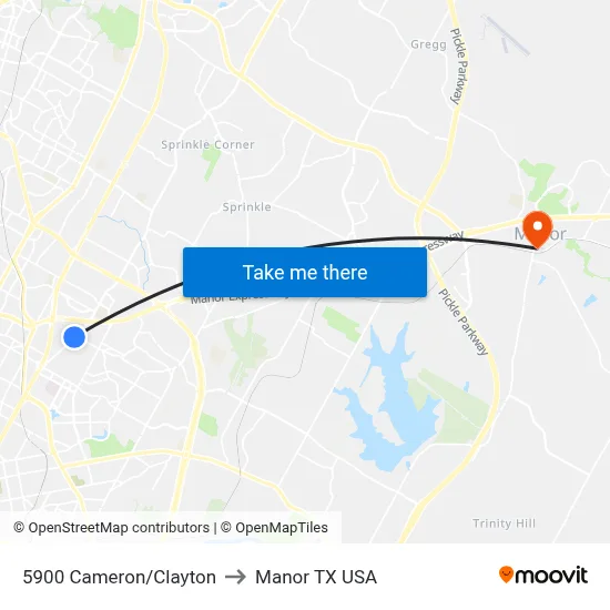 5900 Cameron/Clayton to Manor TX USA map
