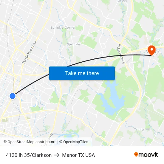 4120 Ih 35/Clarkson to Manor TX USA map