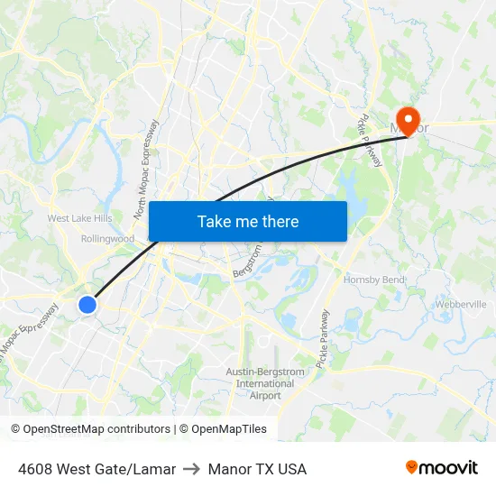 4608 West Gate/Lamar to Manor TX USA map
