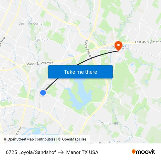 6725 Loyola/Sandshof to Manor TX USA map