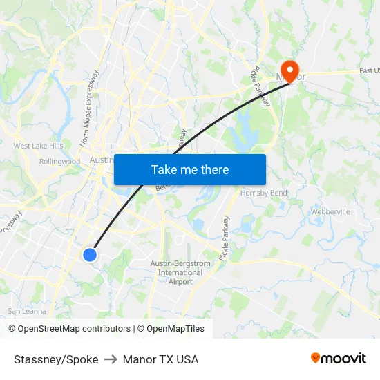 Stassney/Spoke to Manor TX USA map