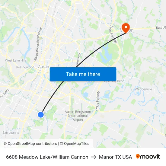 6608 Meadow Lake/William Cannon to Manor TX USA map