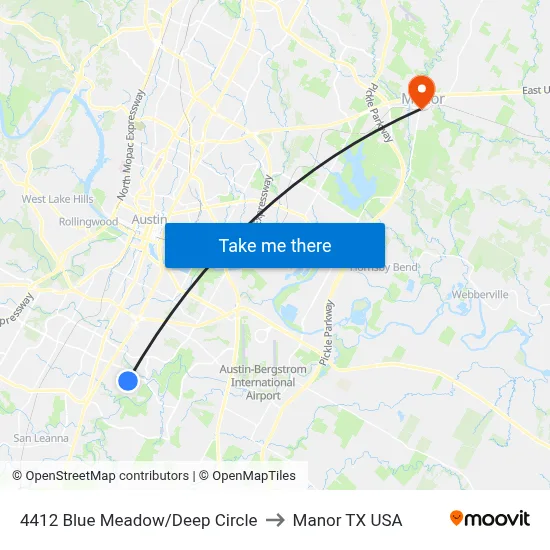 4412 Blue Meadow/Deep Circle to Manor TX USA map