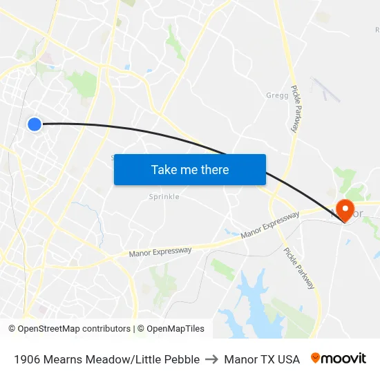 1906 Mearns Meadow/Little Pebble to Manor TX USA map
