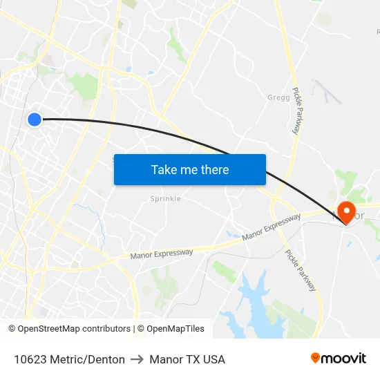 10623 Metric/Denton to Manor TX USA map