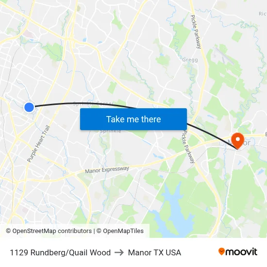 1129 Rundberg/Quail Wood to Manor TX USA map