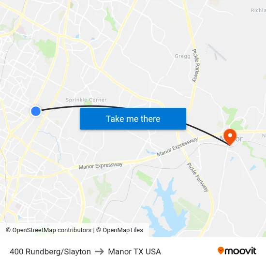 400 Rundberg/Slayton to Manor TX USA map