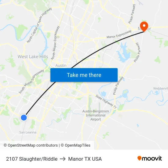 2107 Slaughter/Riddle to Manor TX USA map