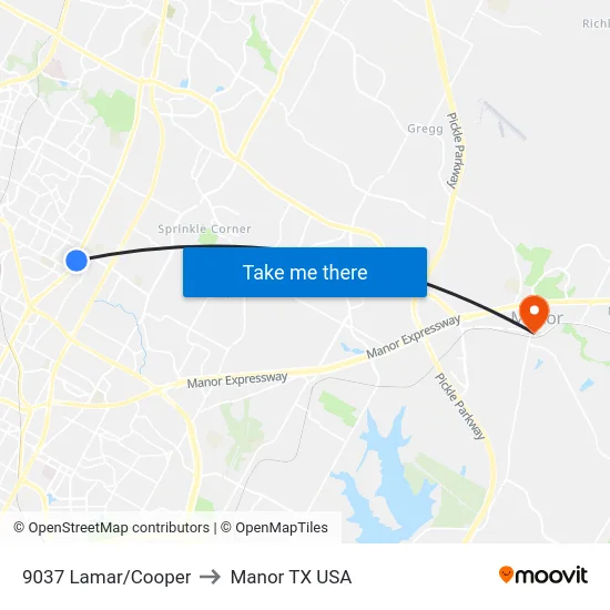 9037 Lamar/Cooper to Manor TX USA map