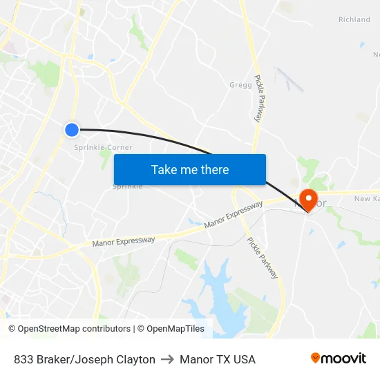 833 Braker/Joseph Clayton to Manor TX USA map