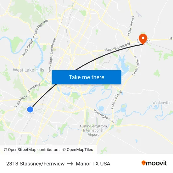2313 Stassney/Fernview to Manor TX USA map
