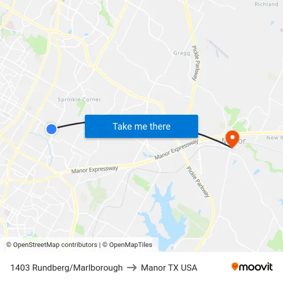 1403 Rundberg/Marlborough to Manor TX USA map