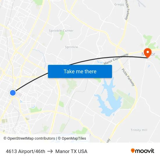 4613 Airport/46th to Manor TX USA map