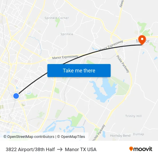 3822 Airport/38th Half to Manor TX USA map