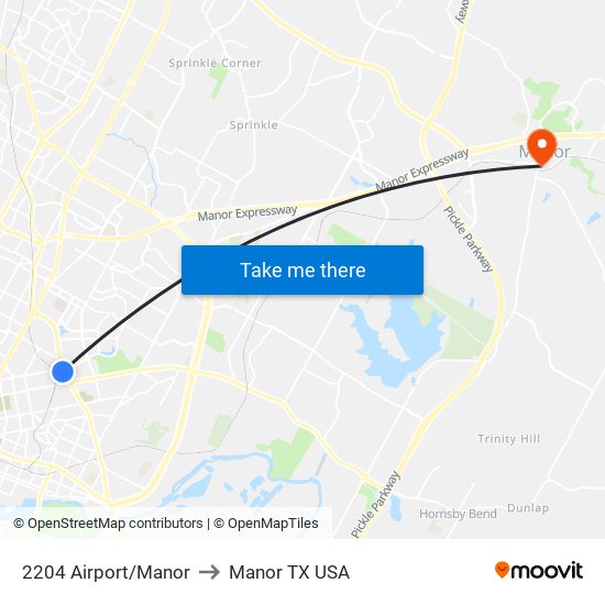 2204 Airport/Manor to Manor TX USA map