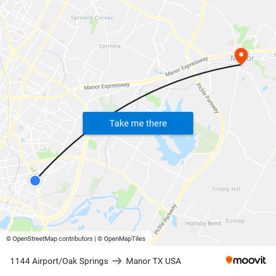 1144 Airport/Oak Springs to Manor TX USA map