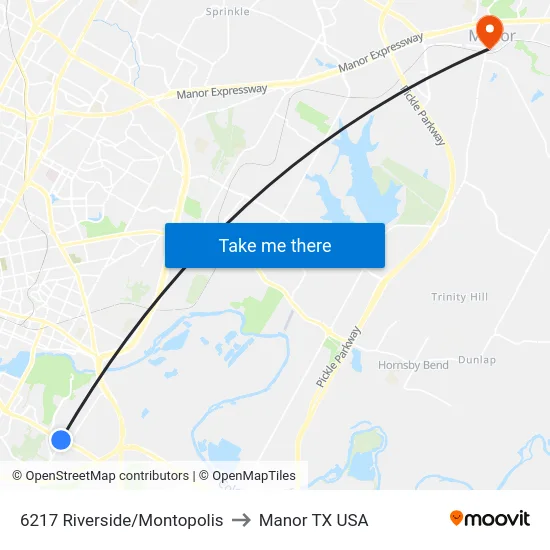 6217 Riverside/Montopolis to Manor TX USA map