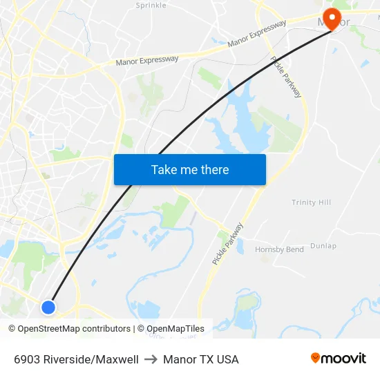 6903 Riverside/Maxwell to Manor TX USA map