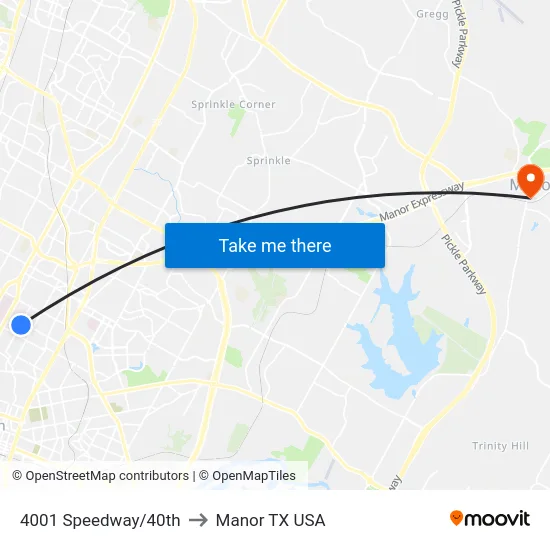4001 Speedway/40th to Manor TX USA map