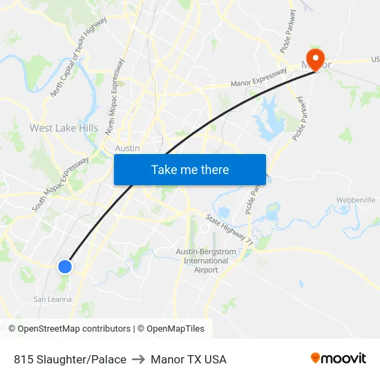 815 Slaughter/Palace to Manor TX USA map